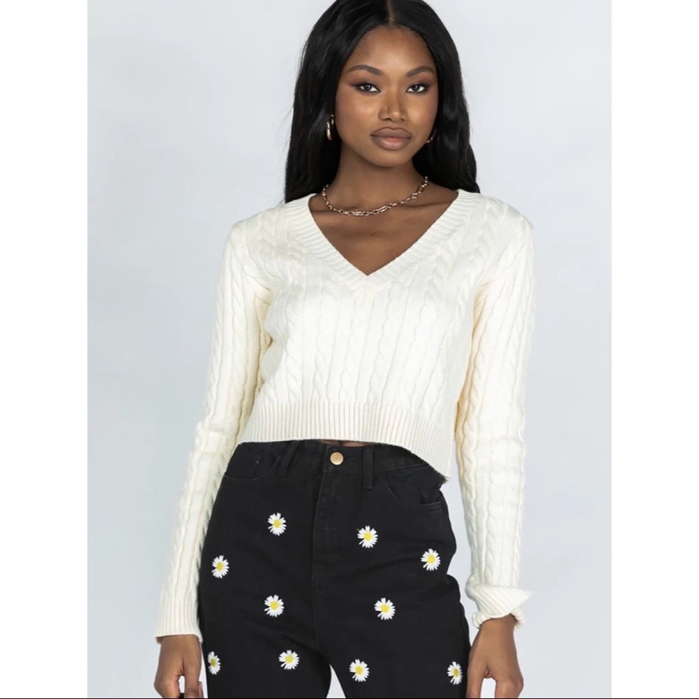 Princess Polly Sydney Long Sleeve Sweater Off White